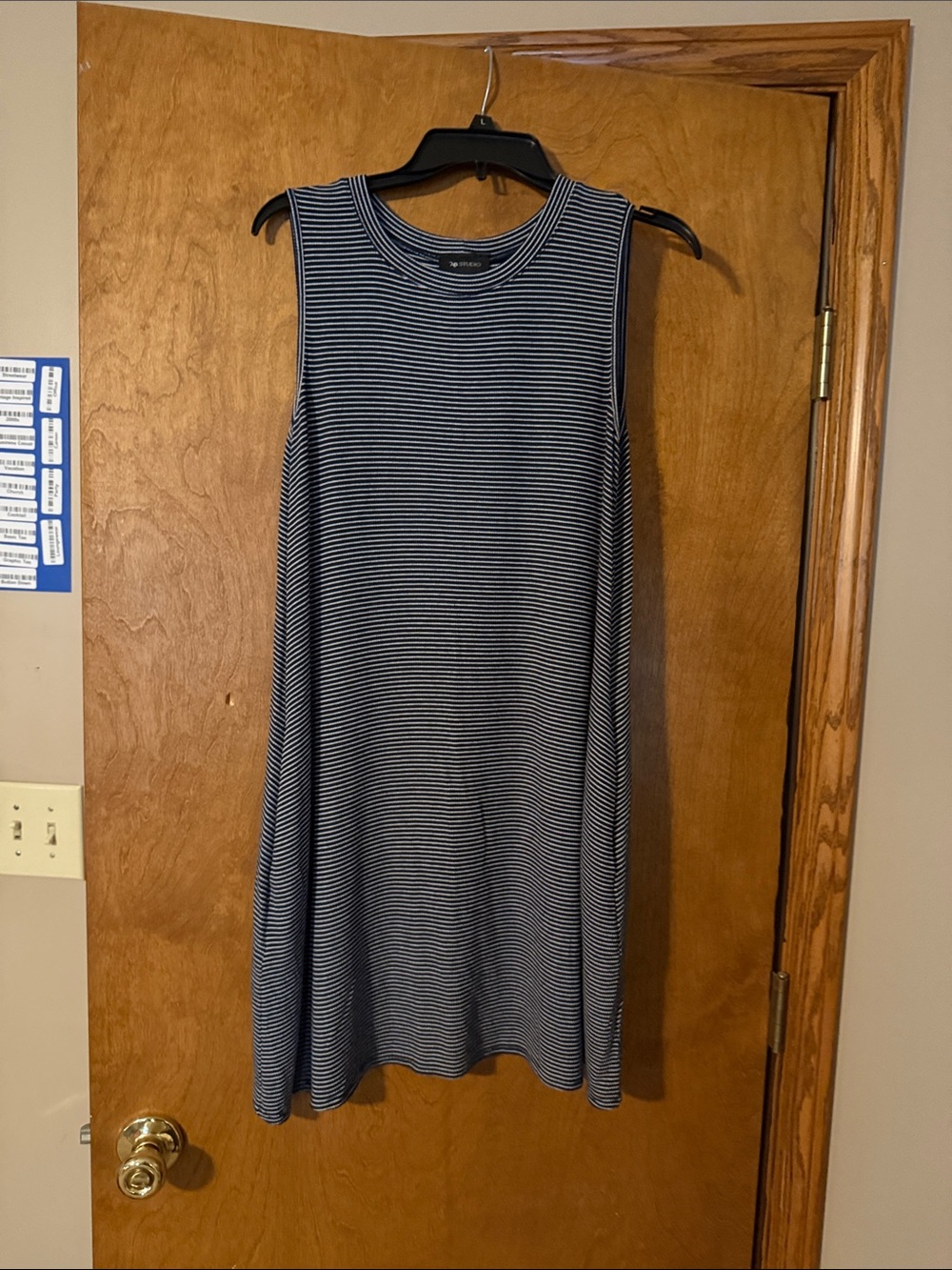 AB Studio Navy and White Striped Sleeveless Mini Dress